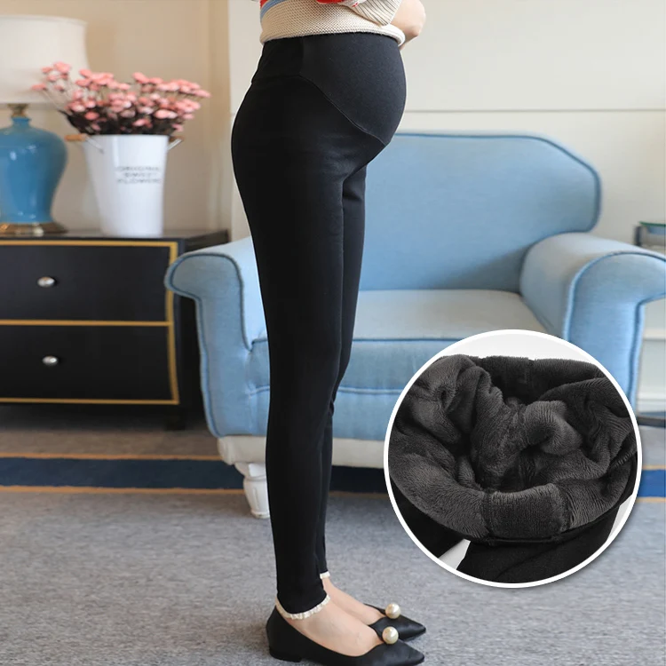 

Зимние Черные Леггинсы для беременных женщин теплые мягкие бархатные брюки для беременных внутренняя шерстяная одежда Ropa Mujer беременada