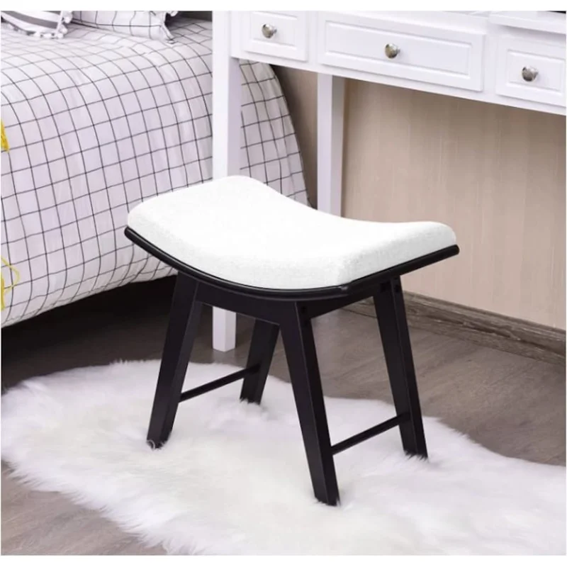 

Vanity Stool, Makeup Dressing Stool with Concave Seat Surface, Padded Cushioned Bench with Rubberwood Legs