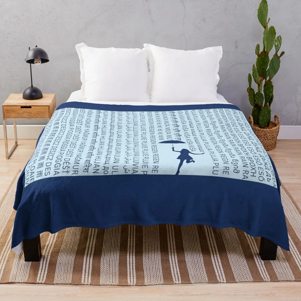 Line Art: Rain Ulan Pluie Hujan Regn Regen Pluja Deszcz Плед Спальный мешок Тонкие одеяла для пикника