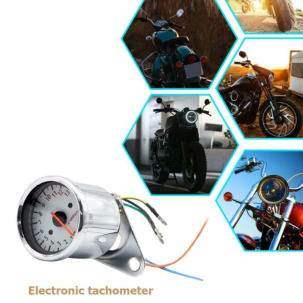 

Tachometer Motorcycle Electroplated Shell Metal Material Rev Counter White Dial 10mm Mounting Hole For Most Motorcycles