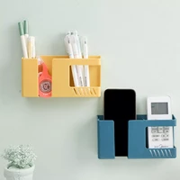 wall mounted organizer box holder punch free tv remote control storage phone plug wall holder charging multifunction stand clip