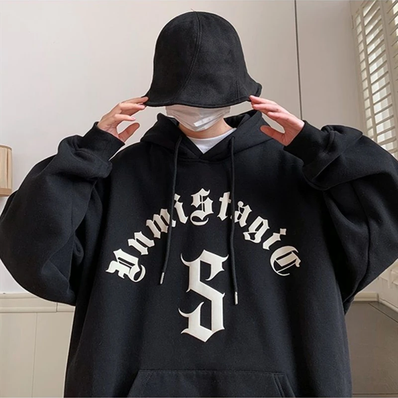 

Винтажные брендовые толстовки с надписью и графическим рисунком, Свитшот гранж Y2K, толстая Флисовая теплая зимняя одежда в стиле Харадзюку, черный, коричневый топ