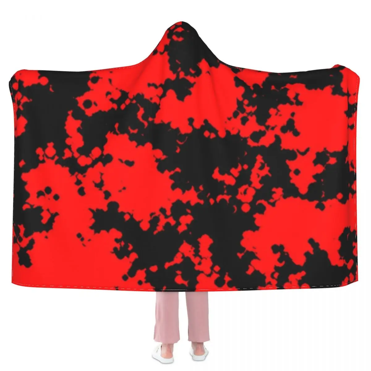 

Красно-черное камуфляжное одеяло в стиле милитари, супермягкое покрывало для пикника с капюшоном, модное разноцветное покрывало