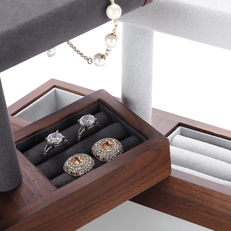 Peach Wood Multifunctional Jewelry Stand Bracelet Earrings Ring Storage Box Jewelry Display Stand Jewelry Store Home