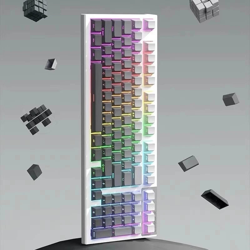 Прозрачная градиентная двухцветная боковая клавиатура с резьбой механическая