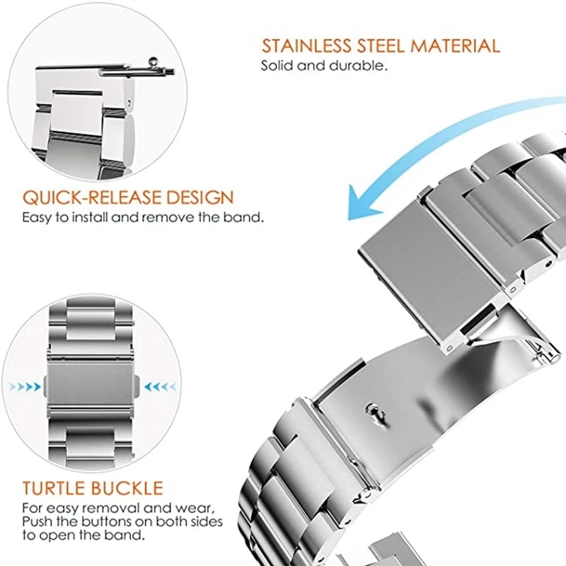 Stainless Steel Band for Samsung Galaxy Watch 3 41mm Classic Metal Strap Bracelet for Galaxy Watch3 45 Mm Wrist Strap Watchbands