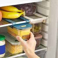 plastic fridge organizer slide under shelf drawer box rack holder refrigerator drawer kitchen fruit food storage box