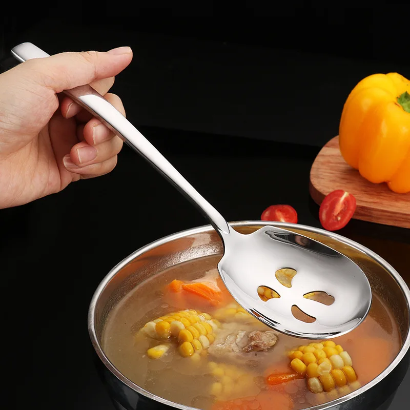 

Stainless Steel Household Public Serving Spoon Long Handle Soup Dinner Rice Spoon Big Colander Ladle Cutlery Kitchen Utensils