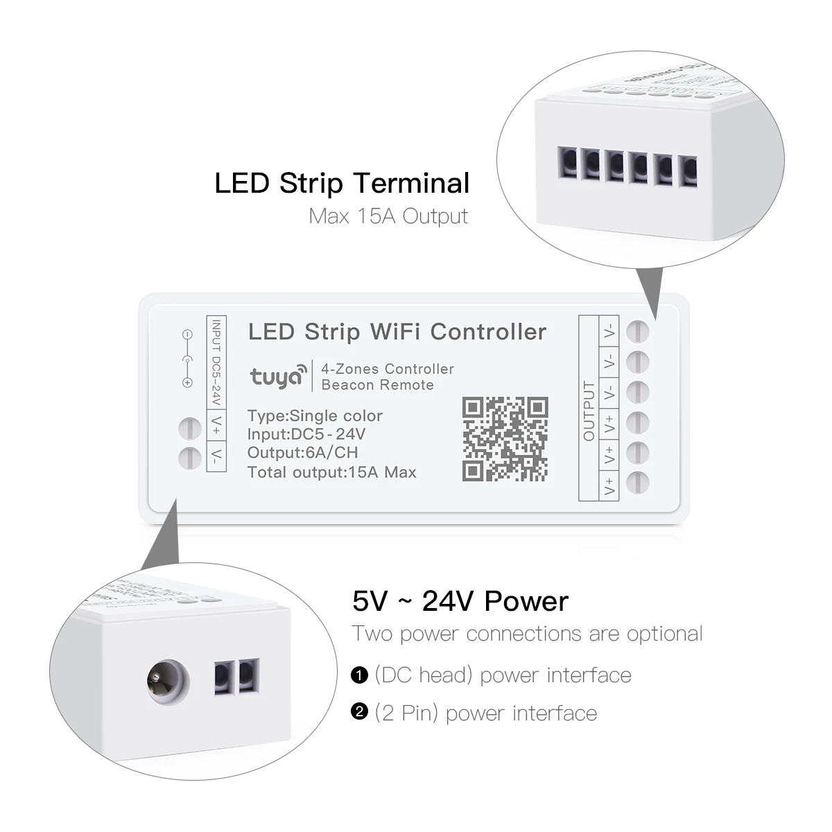 Умный регулятор яркости светодиодных лент 12 В 24 Wi-Fi Bluetooth