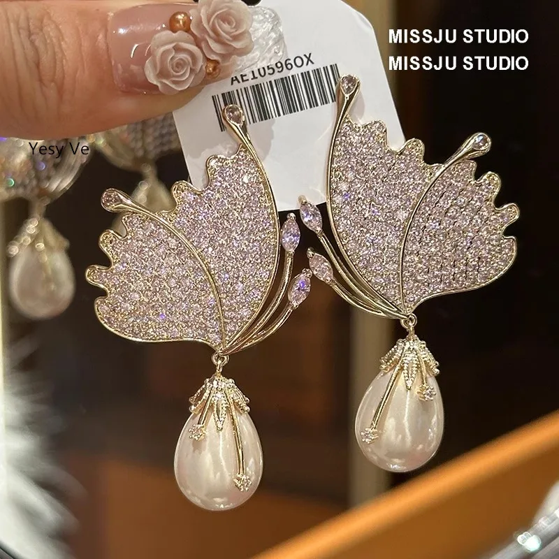 Yesy Ve женские роскошные большие серьги ручной работы с розовым цирконием и