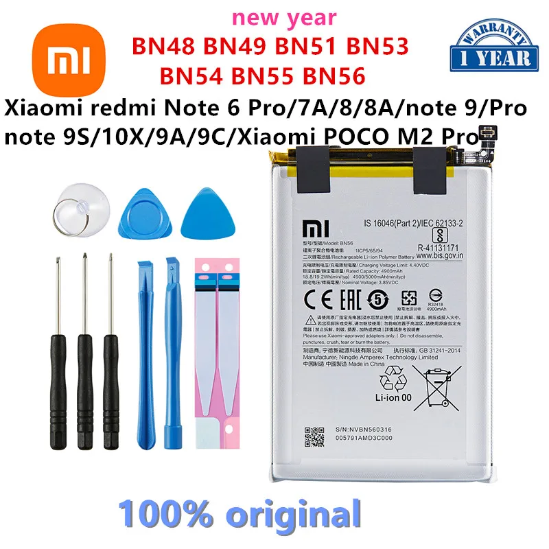 

XIAOMI Orginal BN48 BN49 BN51 BN53 BN54 BN55 BN56 Battery For Xiaomi redmi Note 6 Pro/7A/8/8A/note 9/Pro/note 9S/10X/9A/9C/