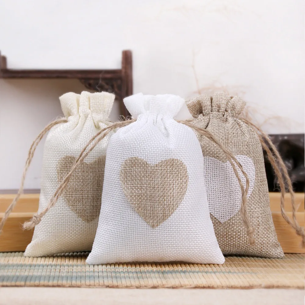 

50pcs Vintage Natural Burlap Hessia Gift Candy Bags Wedding Party Favor Pouch Birthday Supplies Drawstrings Jute Gift Bags