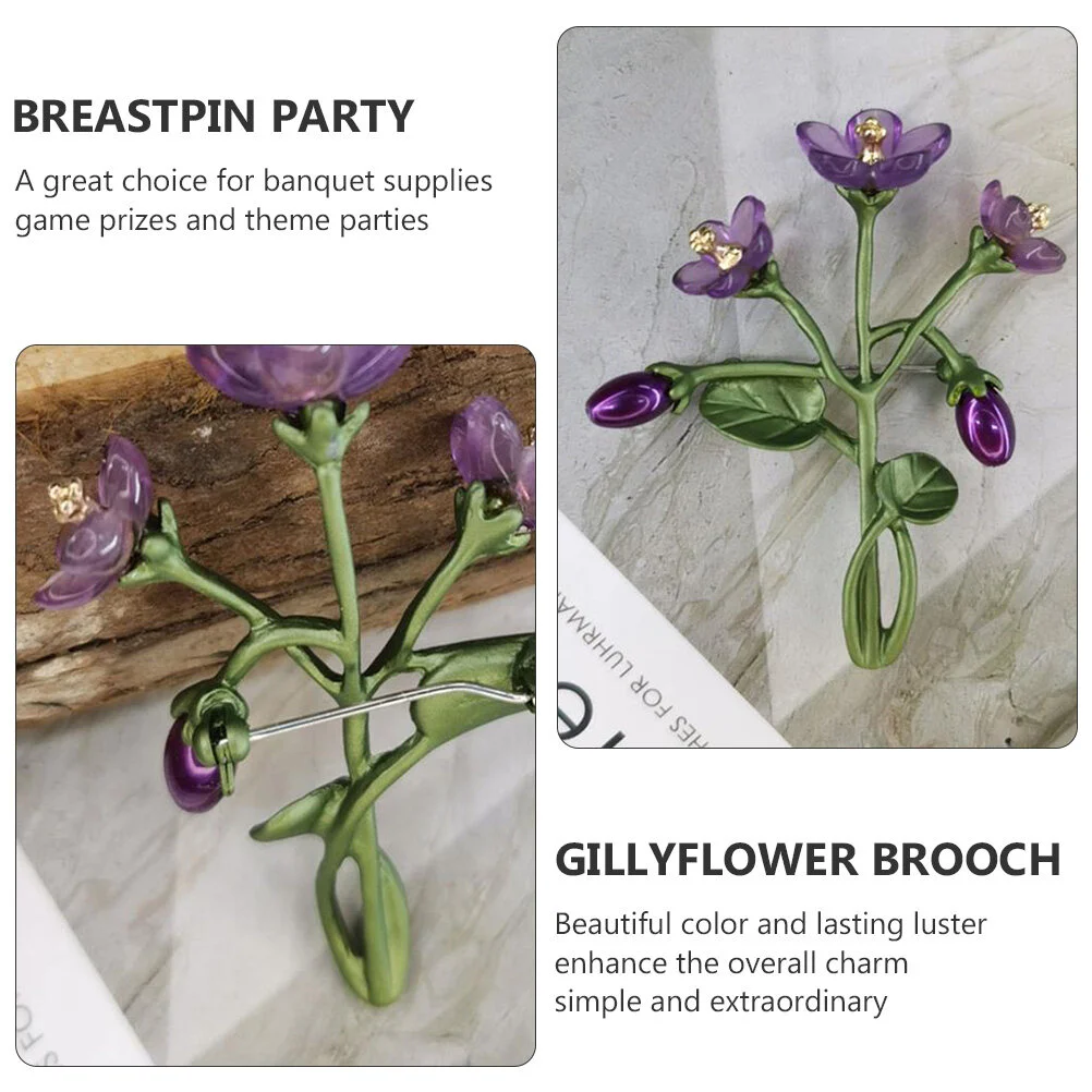 Violet Brooch Gift Badge Clothes Pin Accessory Corsage Gillyflower Breastpin Pearl