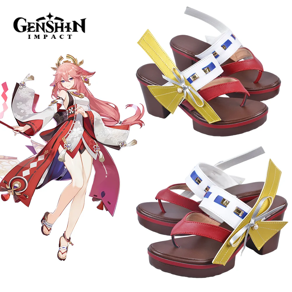 Game Genshin Impact Yae Miko Guuji Yae Cosplay Sandals Anime High Heel Female Platform Fashion Casual Cute Cos Fashion Shoes