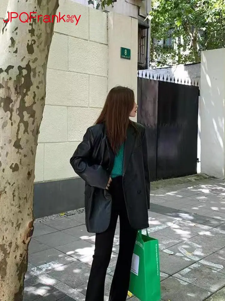 Black Brown Women's Leather Coat Women Spring and Autumn 2023 New Leisure Slim Fit Motorcycle Leather Suit Top PU Leather Women