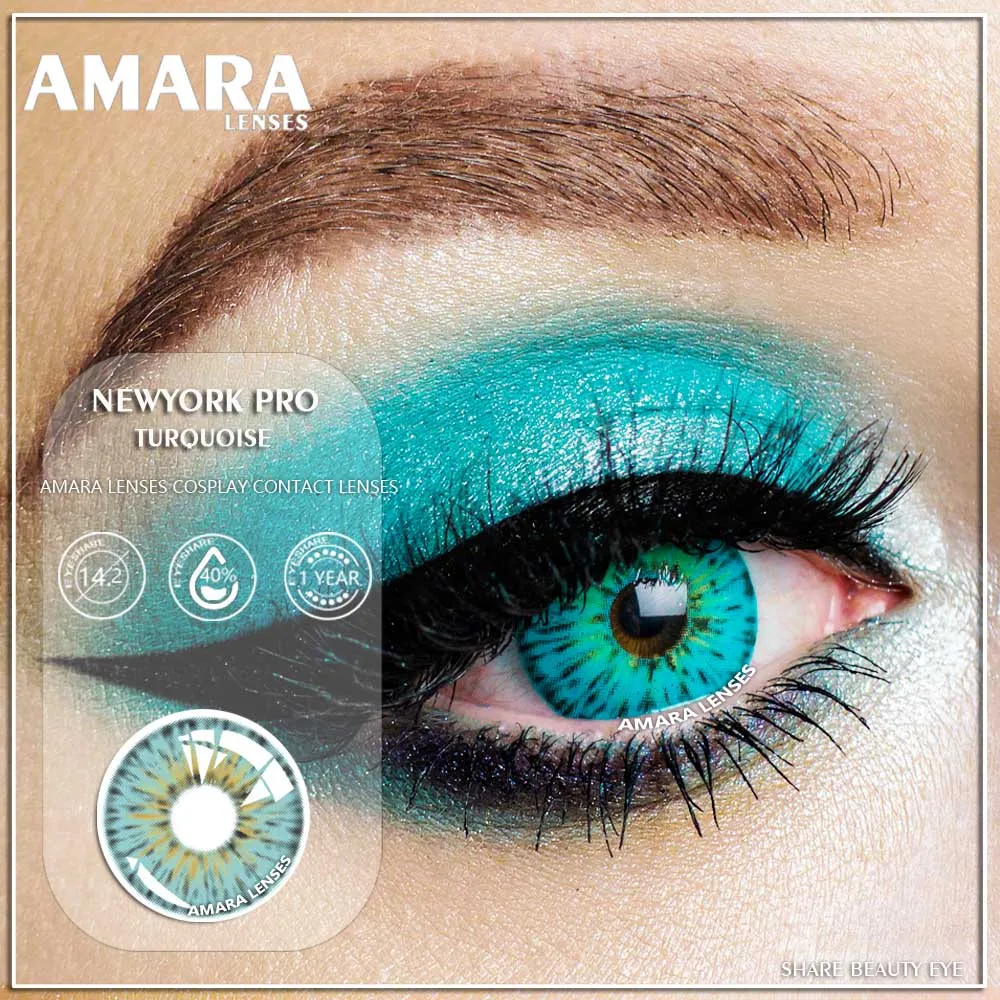 Линзы AMARA 12 цветов 1 пара цветные контактные линзы для косплея Нью-Йорк PRO синего