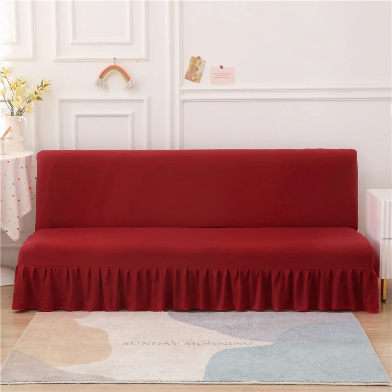 

Sofa Bed Cover Solid Elastic Strech Folding Ruffled Skirt Without Side All-inclusive Anti-scratch Sofa Covers for Living Room