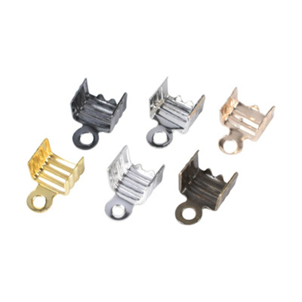 

100-200Pcs 3 4 5 8mm Cord End Clip Fold Three-Wire Clasp Diy Jewelry Findings Crimp End Caps For Jewelry Making Supplies
