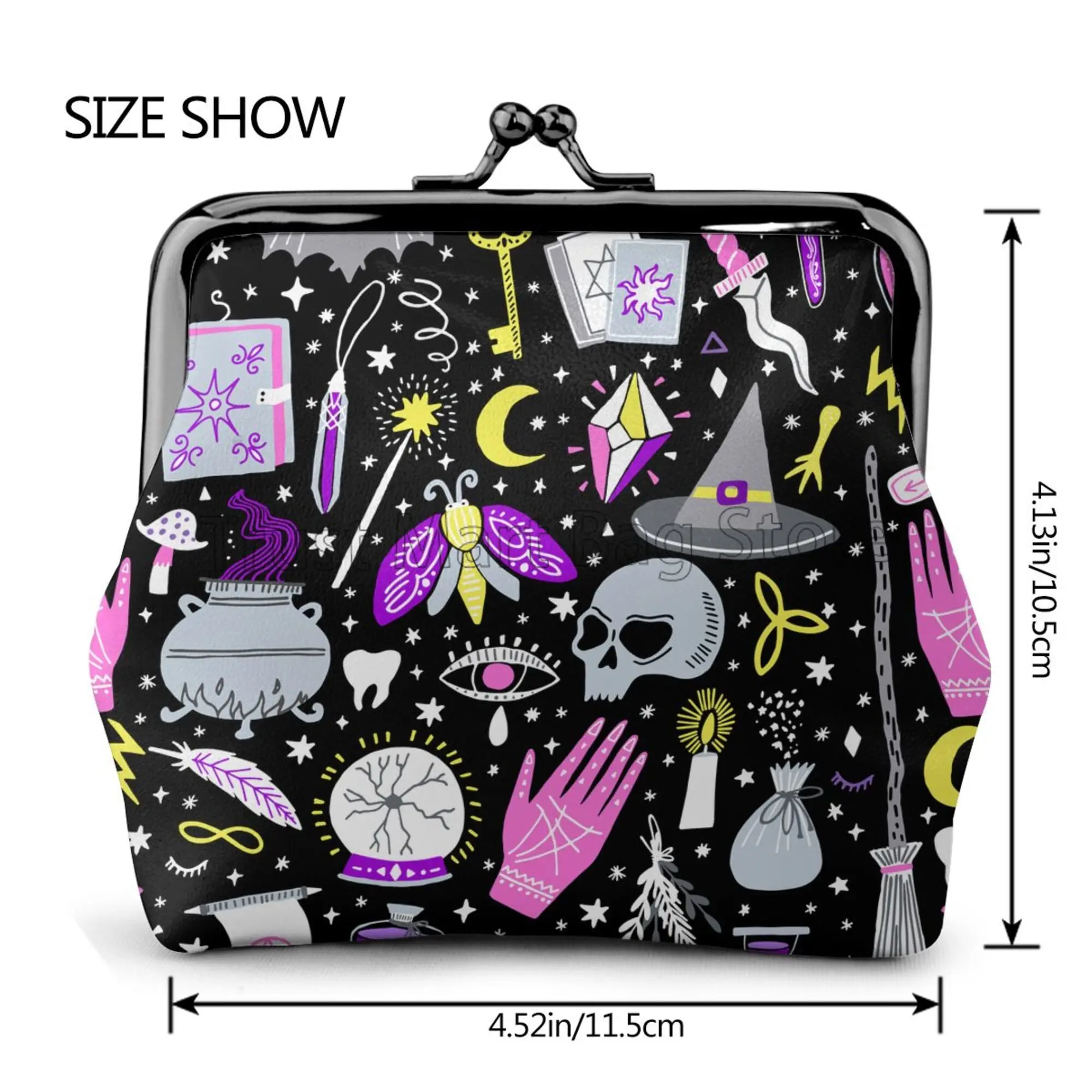 Маленький кожаный кошелек Magic Witch с узором в готическом стиле маленький для смены