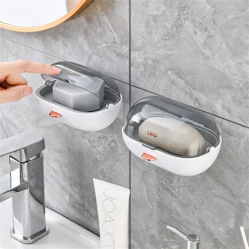

Bathroom Supplies Flip Soap Box Wall-mounted New Drain Storage Rack Bathroom Toilet Multifunctional Soap Dish Bathroom Portable
