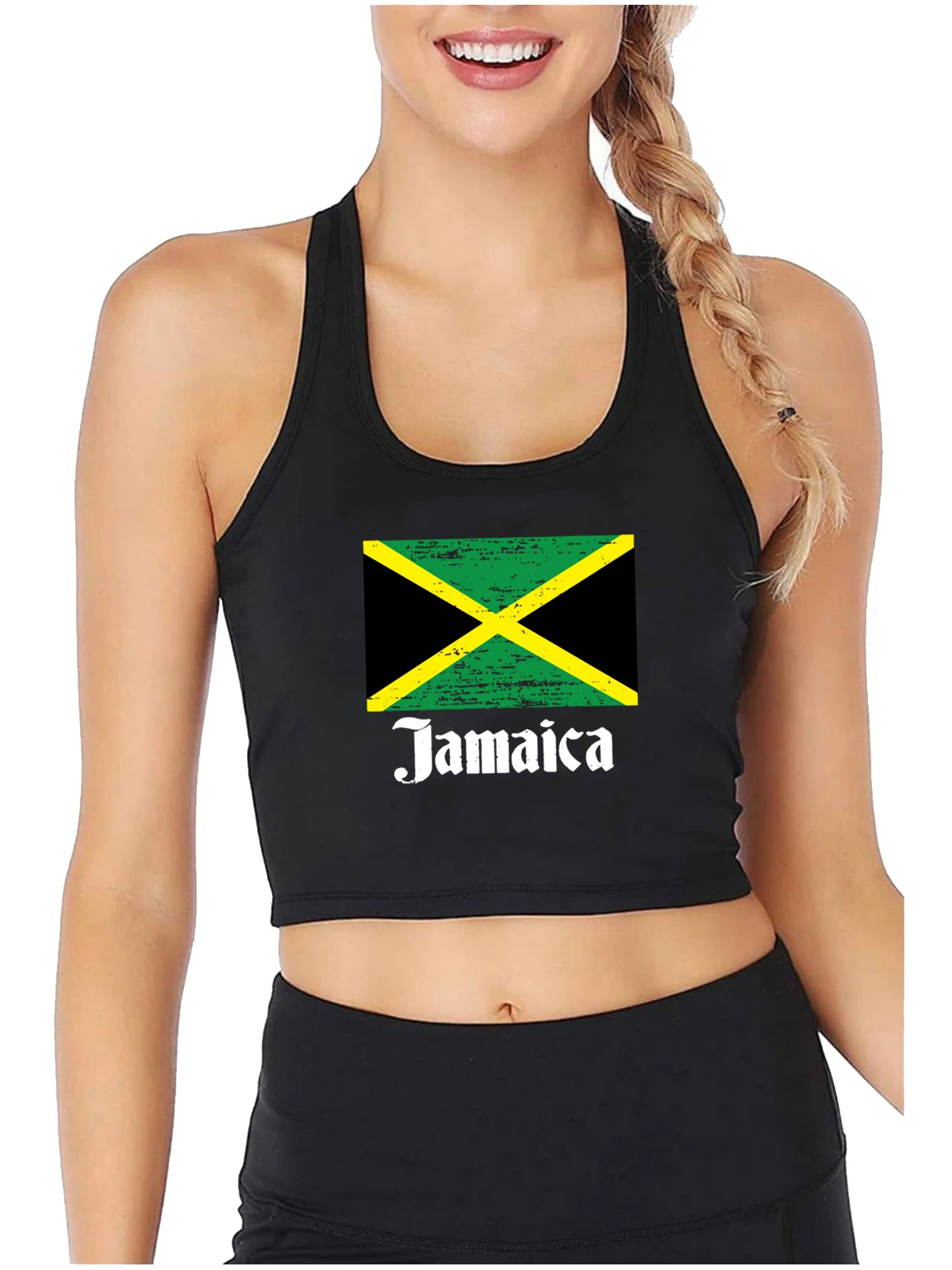 

Jamaican Land Flag Jamaica Pride Design Sexy Slim Fit Crop Top Women's Street Fashion Tank Tops Summer Fitness Camisole