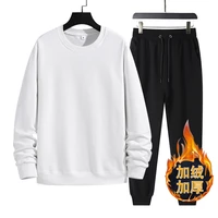 mens sets winter 2022 fashion thickened sports two piece sport suit hot sale thickened fleece loose sweater and sweatpants