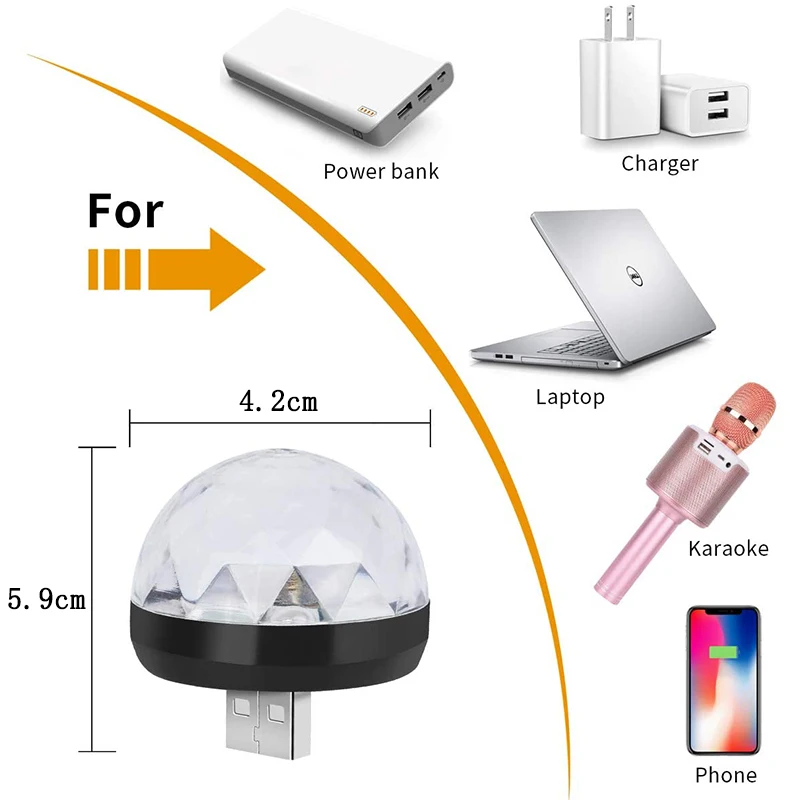 RGB-лампа для салосветильник автомобиля с USB-портом