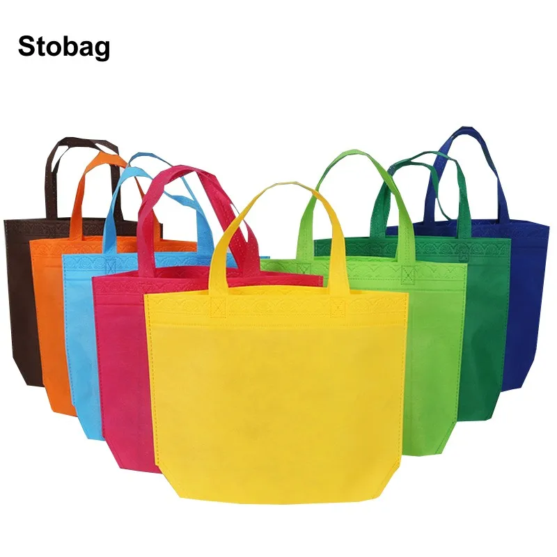 

Stobag 25pcs Non-woven Shopping Tote Bags Cloth Fabric Color Eco-friendly Storage Reusable Large Pouches Custom Logo(Extra Fee)