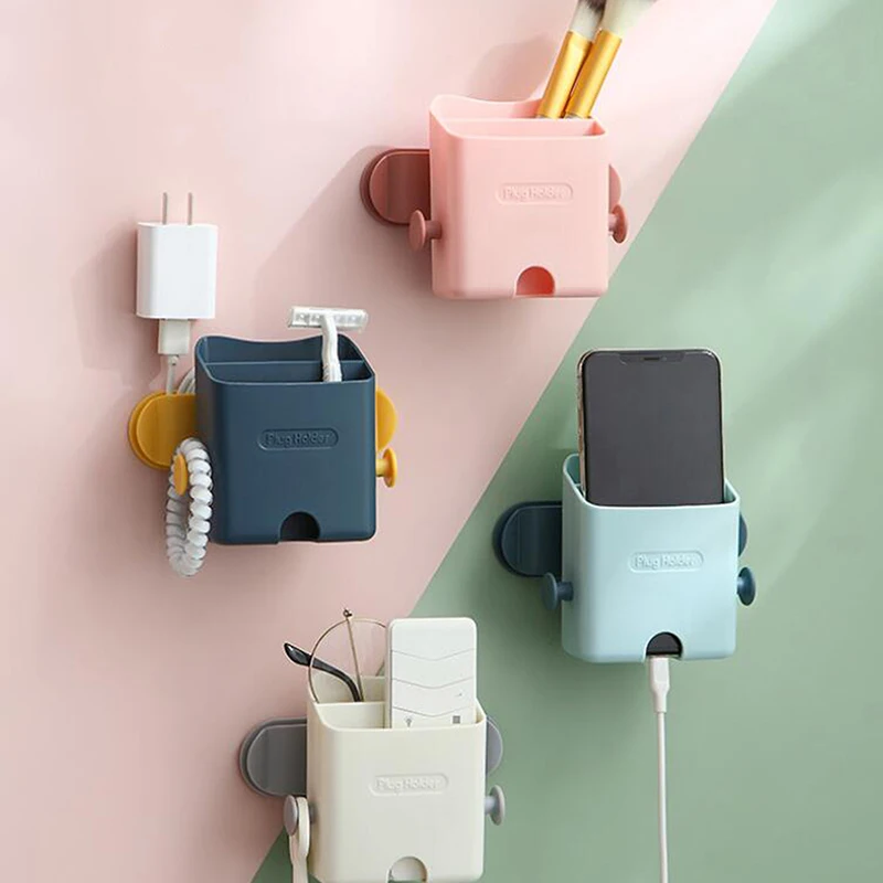 

Wall Mounted Organizer Storage Box Remote Control Air Conditioner Storage Case Mobile Phone Plug Holder Stand Container Rack