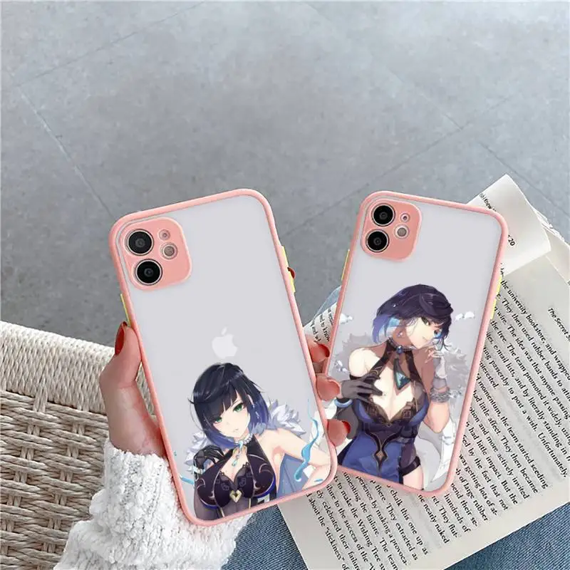 

Yelan genshin impact Phone Case For iPhone 12 11 Mini Pro XR XS Max 7 8 Plus X Matte transparent Back Cover