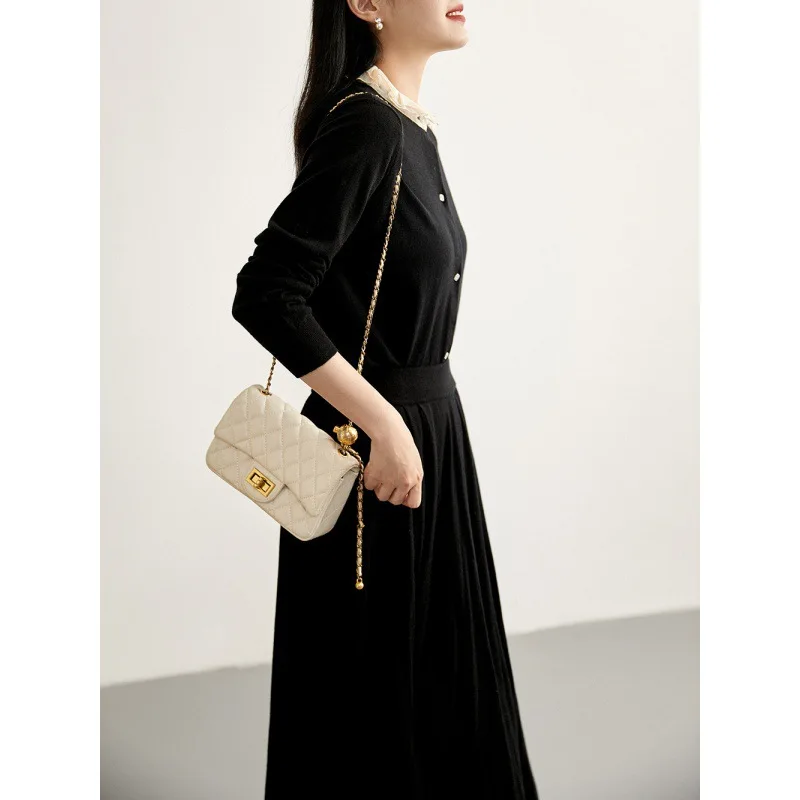 Женский вязаный кардиган с деревянным воротником-ушком длинная верхняя юбка