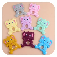 cartoon animal elephant silicone teether food grade pendants diy pacifier chain accessories baby teething toys gift bpa free
