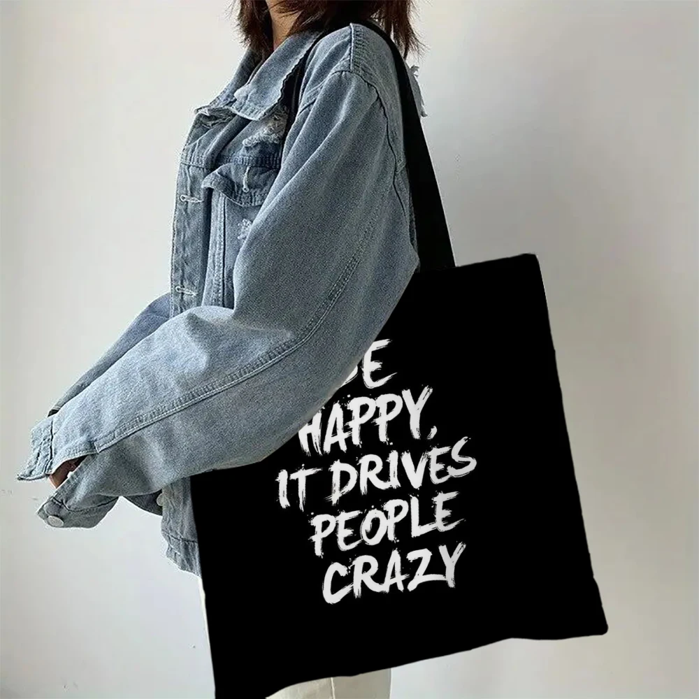 Черно-белая Женская Льняная Сумка Для Покупок С Геометрическим Рисунком