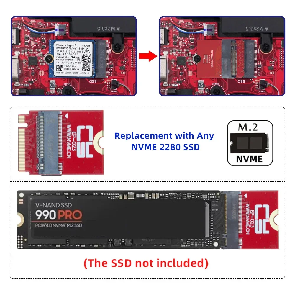 Фото Комплект обновления платы адаптера ROG Flow X13 NVME PCIE4.0 M2–2280, обратная совместимость M-Key 22x30–22x80 мм для расширения хранения №5