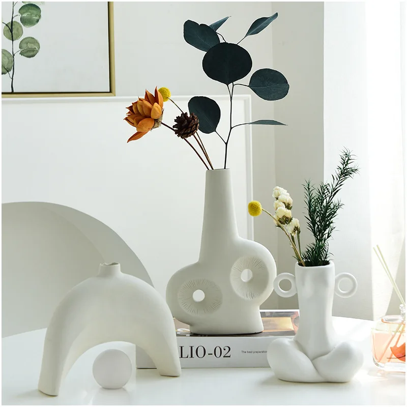

Скандинавская креативная ваза Morandi Art, керамическая гостиная, цветочная композиция, украшение для домашнего стола, простые Гидропонные вазы