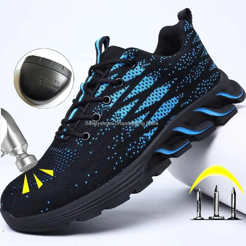 

New Men Work Safety Shoes Steel Toe Working Sneakers Protective Safety Boots Male Breathable Security Men Work Boots Fashion