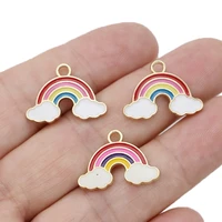 5pcs gold plated enamel rainbow charm pendant for jewelry making necklace diy earrings accessories craft 23x16mm