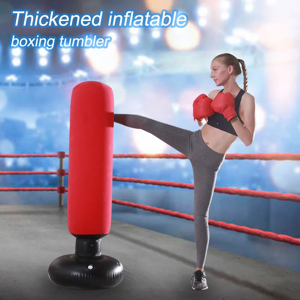 

Target Inflatable Sandbag Bounce Back Foldable Boxing Column Pressure Relief Kids Adults Free Standing Home PVC Kick Training