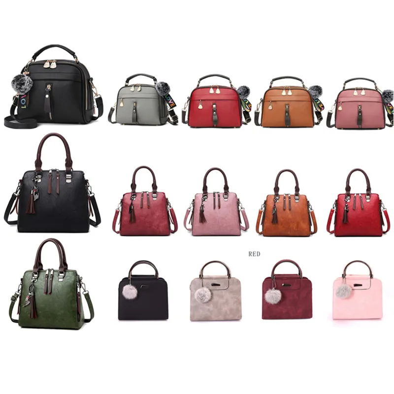 

PU Leather Handbag For Women Girl Tassel Messenger Bags With Ball Bolsa Female Shoulder Bags Ladies Party Crossby Bag