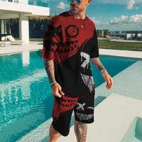 mens sports set tracksuit summer o neck male suit breathable tshirt shorts outfits set two piece causal men clothing sportswear