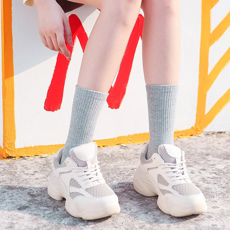 1 Pairs Men Socks Plain Cotton Work Sport Winter Summer White Black Warm Basketball Male Elegant High Quality Running