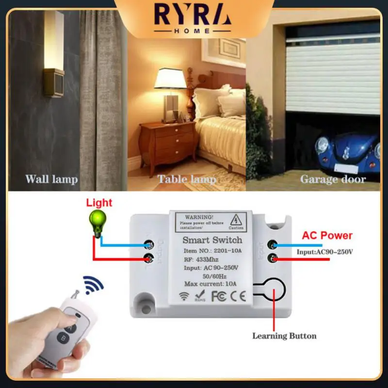 

2/3/5PCS Portable Rf 433mhz 220v Mini Relay Receiver Wireless Smart Switch Lighting Control Wiring-free Panel Foldable