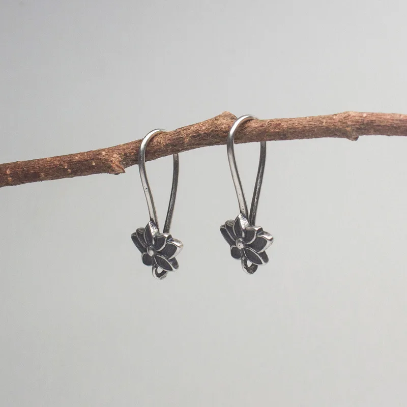 

Women's Handmade DIY Earring Accessories Vintage Thai Silver Eardrops Ethnic Style Ear Hook Ear Drops Ingredients