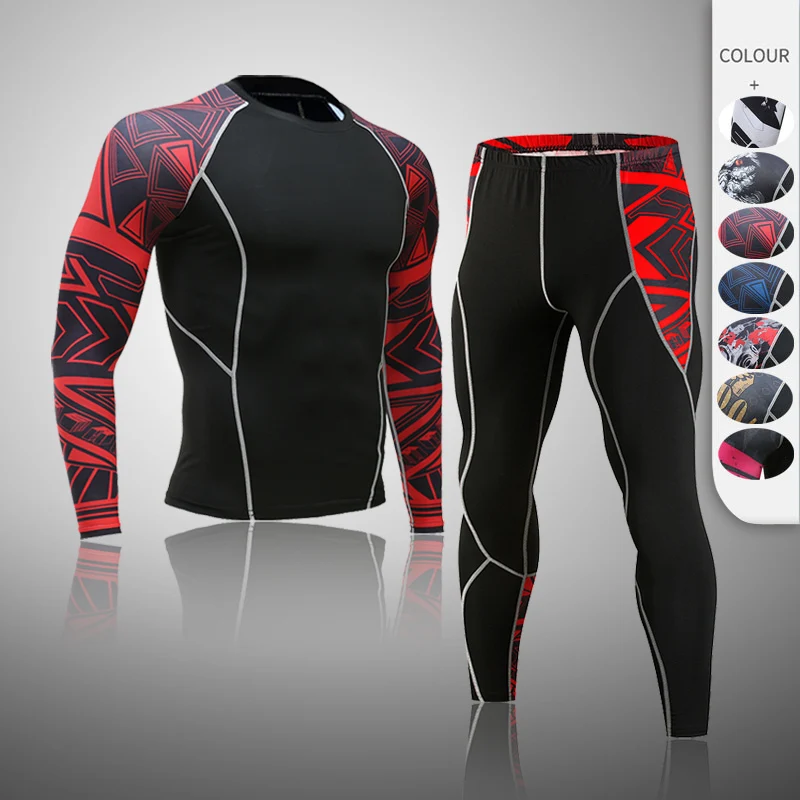 

Compression Men's Sports Underwear MMA Rash Guard Male Fitness Leggings Jogging T-shirt Quick Dry Gym Workout Sport Suit 4XL