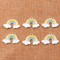 10pcs 2719mm cute colorful rainbow charms for jewelry making enamel clouds charms pendants for diy earrings necklaces gifts