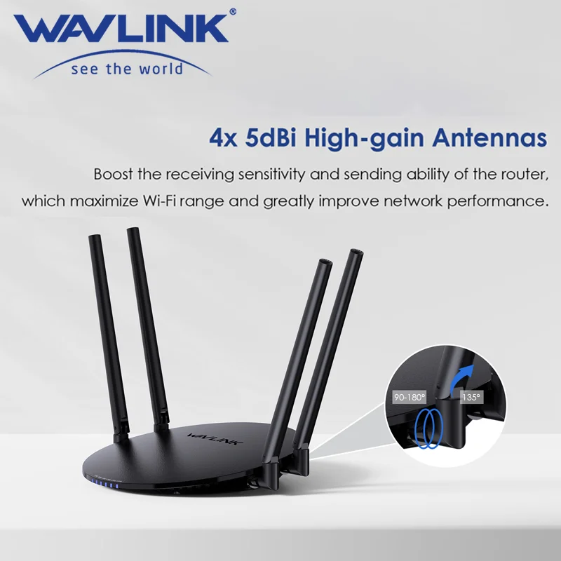 

WAVLINK Wireless Router Long Range 1200Mbps Dual Band 5GHz+2.4GHz WiFi 5 With 1000Mbps WAN/LAN Supports Router/Repeater Mode