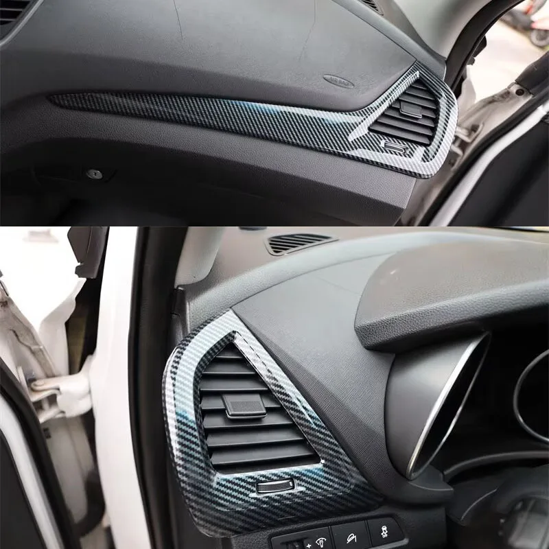 Фото Для Hyundai Santa Fe 2013-2018: наклейка на панель переключения передач на руле, карбоновый стиль, модификация, декор интерьера, защита №3