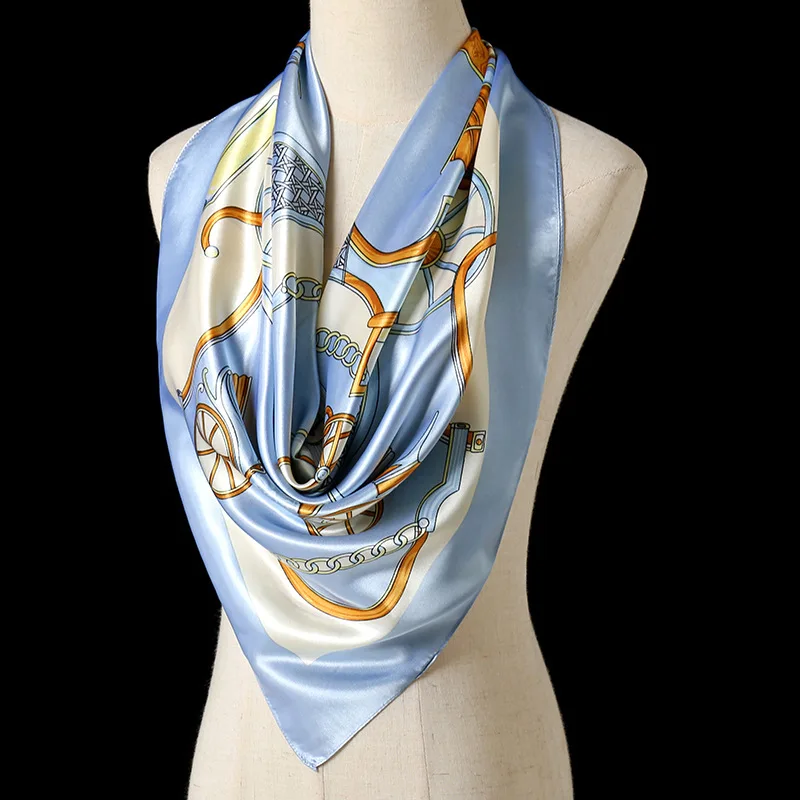 

Новый летний шелковый шарф, женский большой хиджаб, дизайнерская квадратная шаль с принтом, головные повязки для женщин, бандана, модный шей...