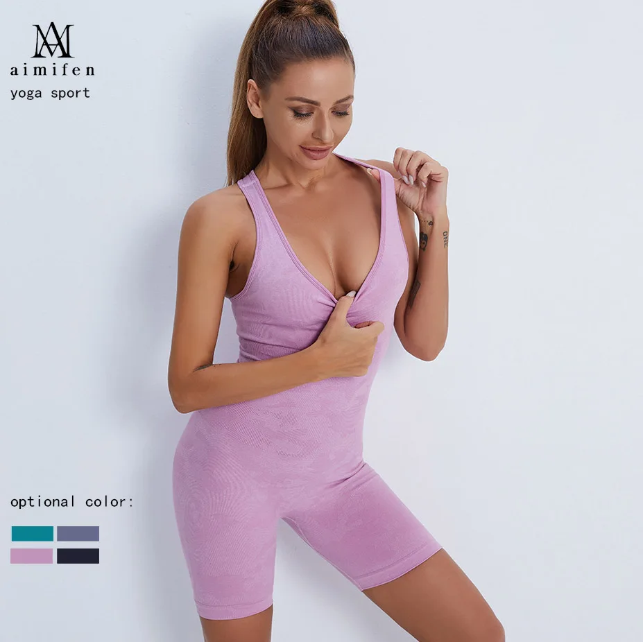 Backcross Yoga Sets Seamless Sports One Piece Jumpsuit Outfit For Women Dancing Fitness Yoga Short Legging Women Sports Pant