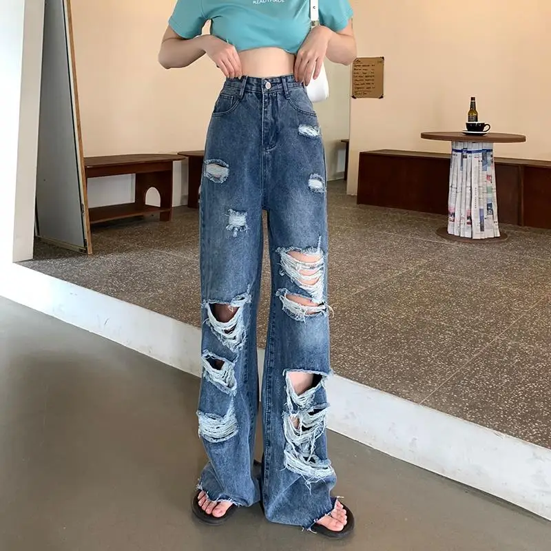

Women's Clothing Spring 2022 Women Jeans Woman Clothes Korean Fashion Jean Baggy Pants High Waisted Trousers Wide Leg Pant Urban